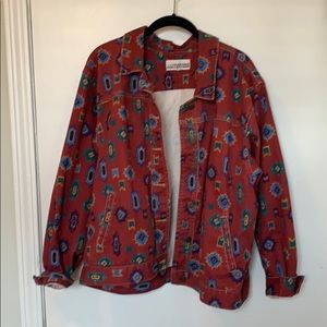 vintage red denim patterned jacket